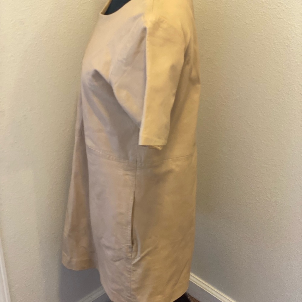 Topshop Tan Genuine Leather Shift Dress Beige Size 8 - Picture 2 of 8